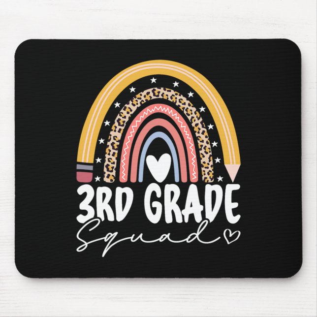 Back To School Rainbow 3rd Third Grade Squad Teach Mouse Pad (Front)