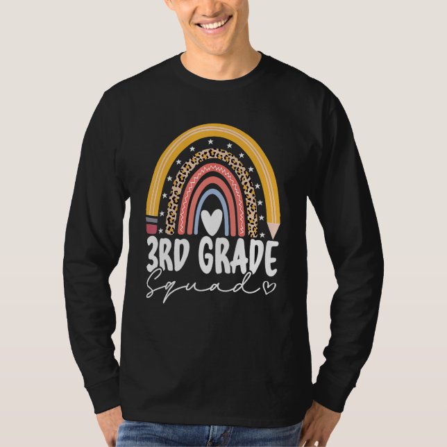 Back To School Rainbow 3rd Third Grade Squad Teach T-Shirt (Front)
