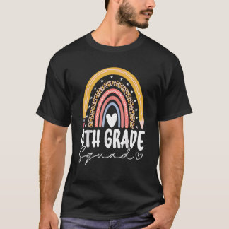Back To School Rainbow 4th Fourth Grade Squad For T-Shirt