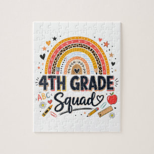 Back to School Rainbow 4th Fourth Grade Squad Jigsaw Puzzle