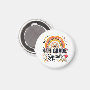 Back to School Rainbow 4th Fourth Grade Squad Magnet
