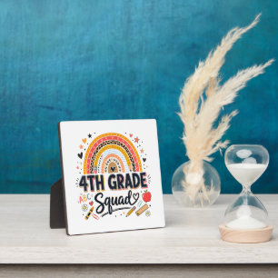 Back to School Rainbow 4th Fourth Grade Squad Plaque