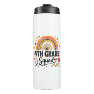 Back to School Rainbow 4th Fourth Grade Squad Thermal Tumbler