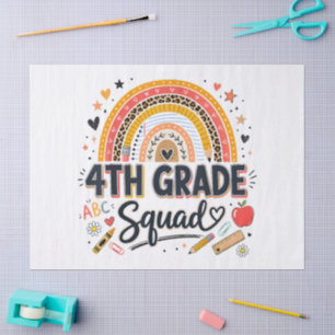 Back to School Rainbow 4th Fourth Grade Squad Tissue Paper