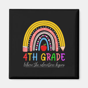 Back To School Rainbow 4th Grade Where The Adventu Magnet