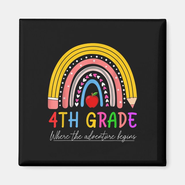 Back To School Rainbow 4th Grade Where The Adventu Magnet (Front)