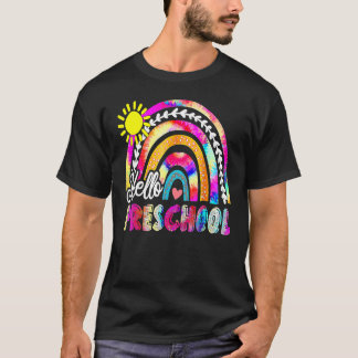 Back To School Rainbow Boho Tie Dye Teacher Hello  T-Shirt