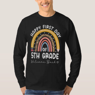 Back To School Rainbow Happy First Day Of 5th Gra T-Shirt
