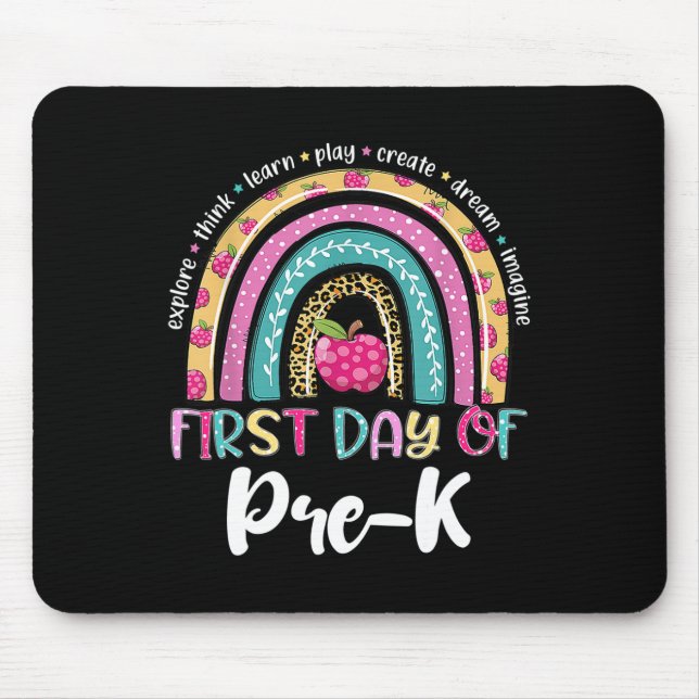 Back To School Rainbow Happy First Day Of Pre-k Gi Mouse Pad (Front)