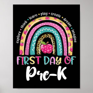 Back To School Rainbow Happy First Day Of Pre-k Gi Poster