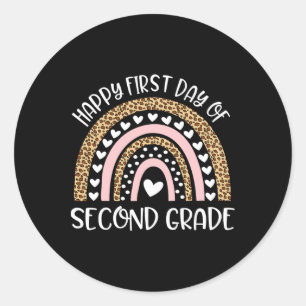 Back To School Rainbow Happy First Day Of Second G Classic Round Sticker