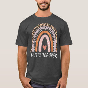 Back To School Rainbow Leopard Cute Music Teacher T-Shirt
