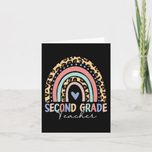Back To School Rainbow Leopard Second Grade Teache Card