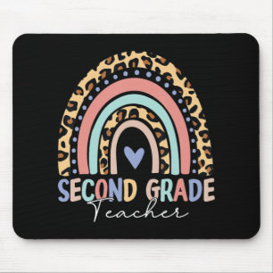 Back To School Rainbow Leopard Second Grade Teache Mouse Pad