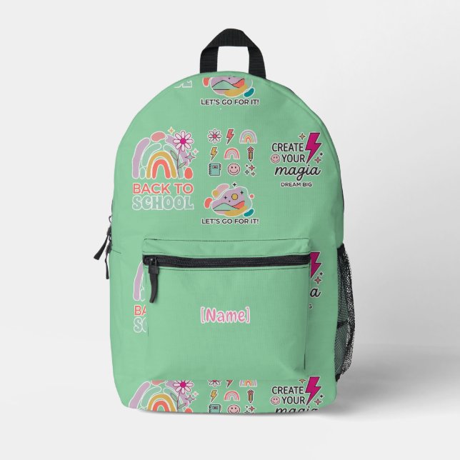 Back to School Rainbow Printed Backpack (Front)
