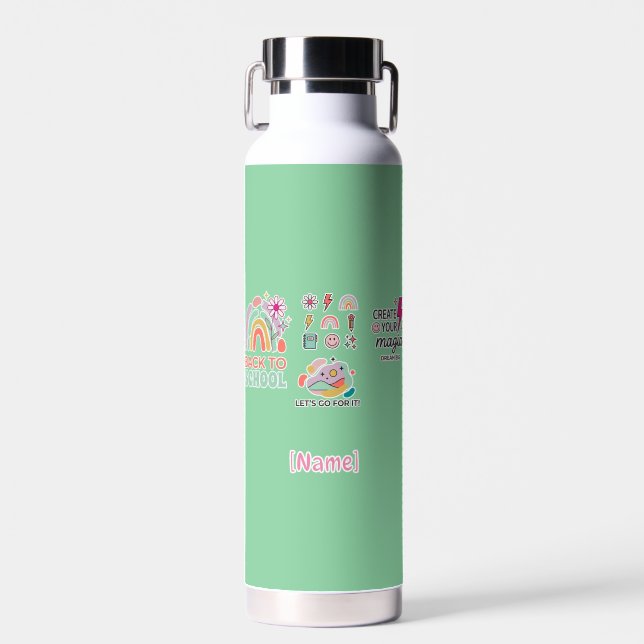 Back to School Rainbow Water Bottle (Front)