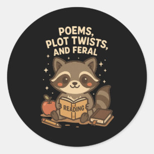 Back To School Reading Teacher Racoon Poem Plot T Classic Round Sticker