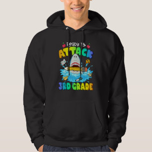 Back To School Ready To Attack 3rd Grade Shark Boy Hoodie