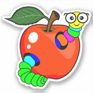Back to school red apple with worm - Custom-Cut