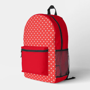 Back To School Red White Polka Dots  Printed Backpack