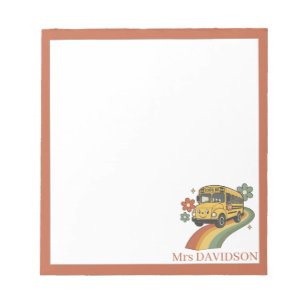 Back to School Retro Bus Personalised Teacher Notepad