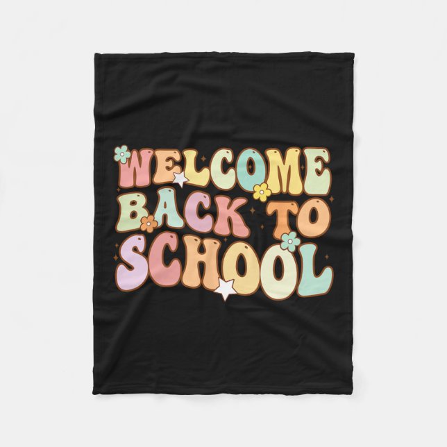 Back To School Retro First Day Of School Teacher  Fleece Blanket (Front)