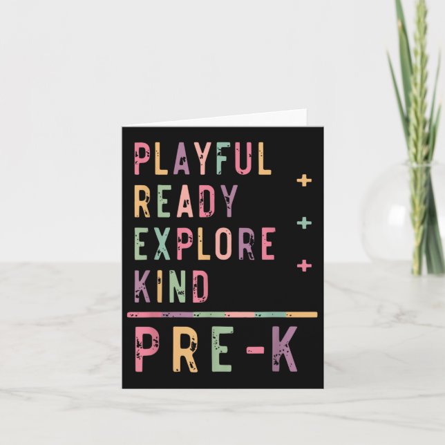 Back To School Retro Playful Ready Explore Kind Pr Card (Front)