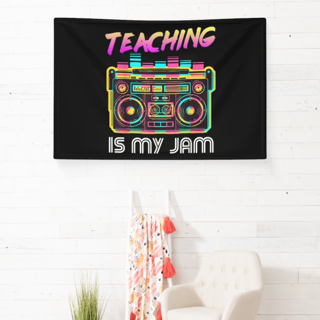 Back to School Retro Teaching is My Jam 80s Banner (Insitu)