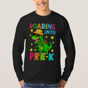 Back To School Roaring Into Pre K Dino Dinosaur 1s T-Shirt
