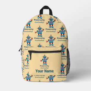 Back to School - robot (add name) Printed Backpack