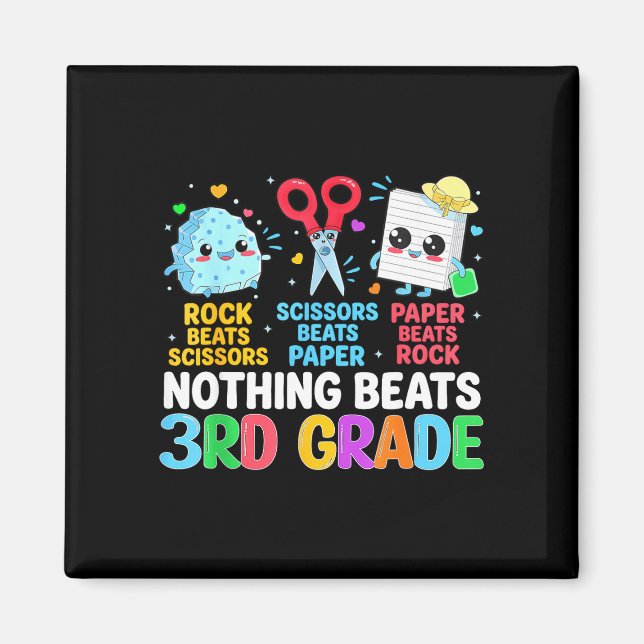 Back to school rock paper scissors 3rd grade bot magnet (Front)
