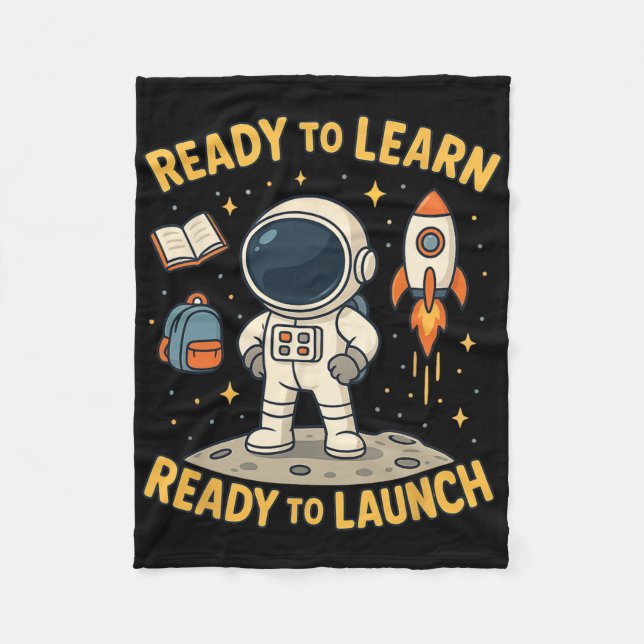 Back To School Rocket Launch Space Learn Student K Fleece Blanket (Front)