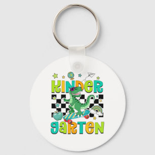 Back To School Rollin Into Kindergarten T-rex Skat Key Ring