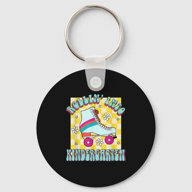 Back To School Rolling Into The Kindergarten Groov Key Ring (Front)