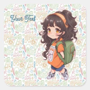 Back to school. School Girl  Square Sticker