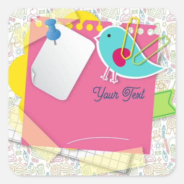 Back to school. School Supplies Background  Square Sticker (Front)