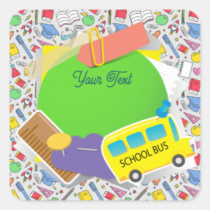 Back to school. School Supplies Background Square Sticker