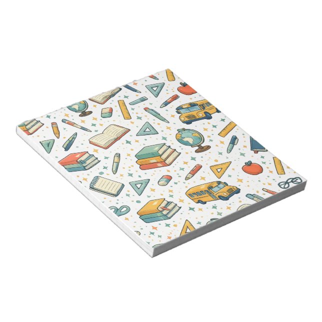 Back to School School Supplies Pattern Notepad (Angled)