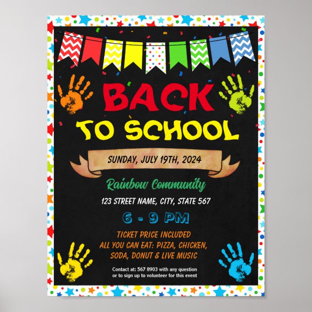 Back to School School Supply Drive event template Poster (Front)