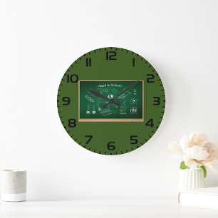 Back to School Science Chalkboard Education  Large Clock