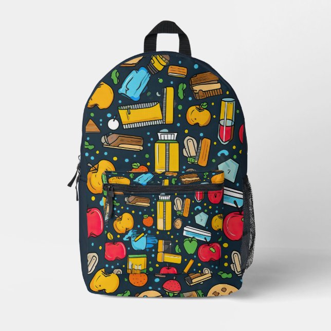 Back to School Seamless Patterns Printed Backpack (Front)