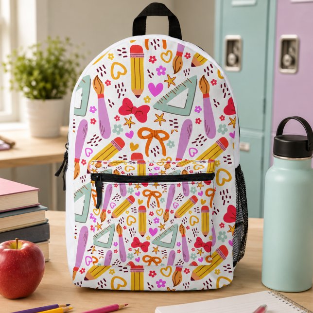 Back to School Seamless Patterns Printed Backpack (Back to School Seamless Patterns Printed Backpack)