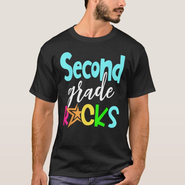 Back To School Second 2nd Grade Rocks Boys Girls K T-Shirt (Front)