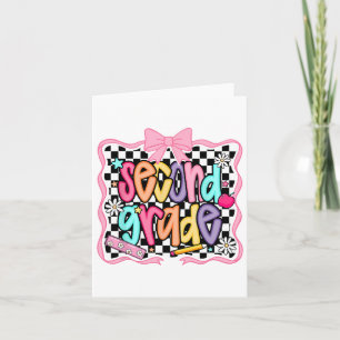 Back To School Second Grade Coquette Bow 2nd Grade Card
