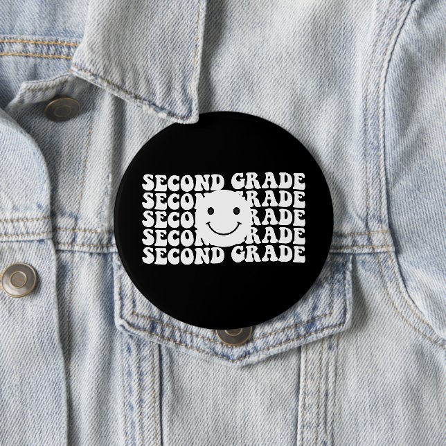 Back to School Second Grade Teacher 10 Cm Round Badge (In Situ)