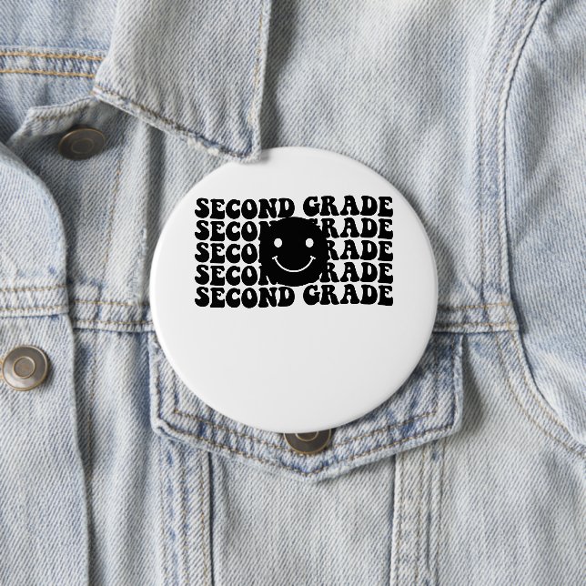 Back to School Second Grade Teacher 10 Cm Round Badge (In Situ)