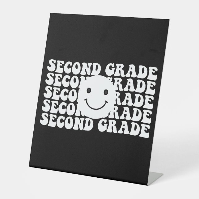 Back to School Second Grade Teacher Pedestal Sign (Front)
