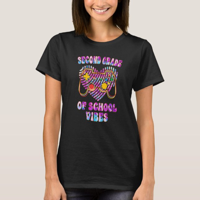 Back To School Second Grade Vibes Teacher Student  T-Shirt (Front)