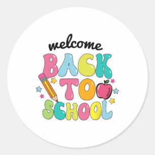 Back To School Shirt Cute Colourful Pencil Apple S Classic Round Sticker
