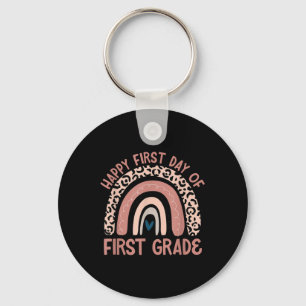 Back To School Shirt Rainbow Happy First Day Of Fi Key Ring